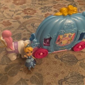 Little People Disney Cinderella Blue Carriage with Pink Horse Set